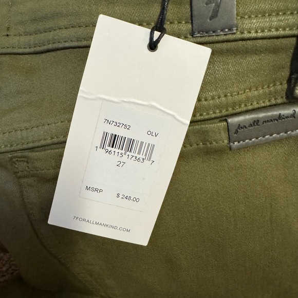 NWT 7 For All Mankind Darted Boyfriend Jogger Jean Coated Olive - Picture 4 of 5